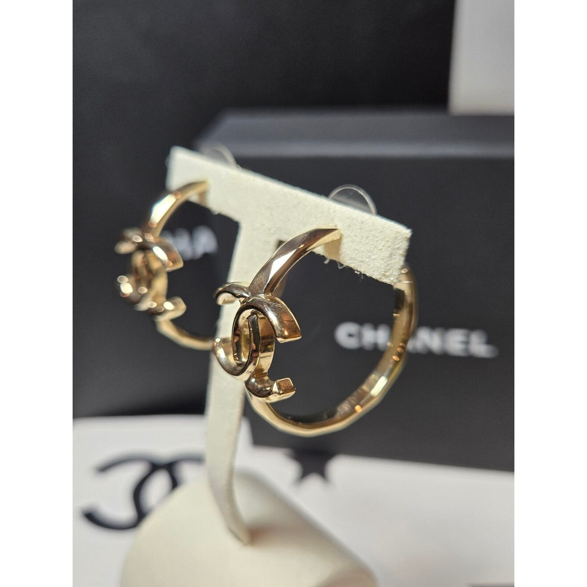 #185 Chanel CC Hoop Earrings Gold 2017 Sprin/Summer