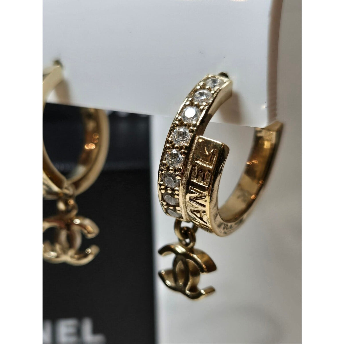 #491 Chanel 2022 Strass CC Drop Earrings