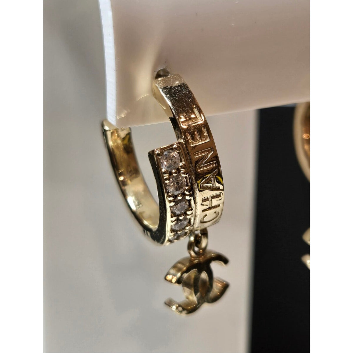 #491 Chanel 2022 Strass CC Drop Earrings