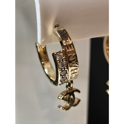 #491 Chanel 2022 Strass CC Drop Earrings