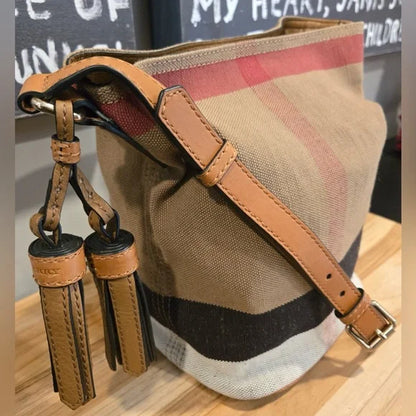 Burberry Canvas Mega Check Mini Ashby Hobo Crossbody