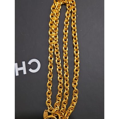 #1112 Vintage Chanel Coco Sunburst Interlocking CC Medallion Necklace GP