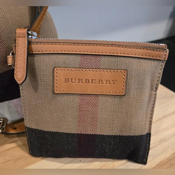 Burberry Canvas Mega Check Mini Ashby Hobo Crossbody