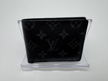 Louis Vuitton Monogram Eclipse Portefeuille Multiple Bi-fold Wallet Black PVC Men's