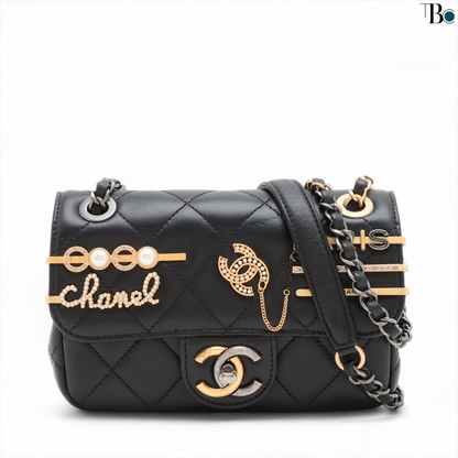 Chanel Coco Clips Flap Bag Embellished Quilted Lambskin Small - LIKE NEW