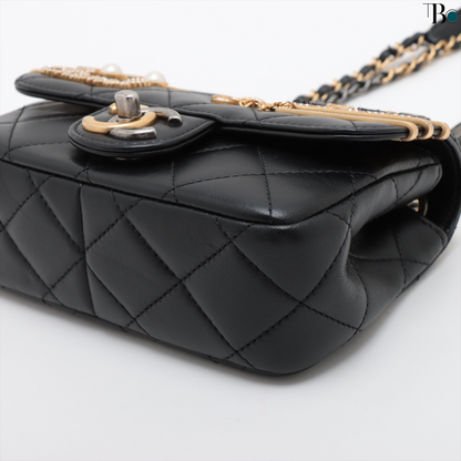 Chanel Coco Clips Flap Bag Embellished Quilted Lambskin Small - LIKE NEW