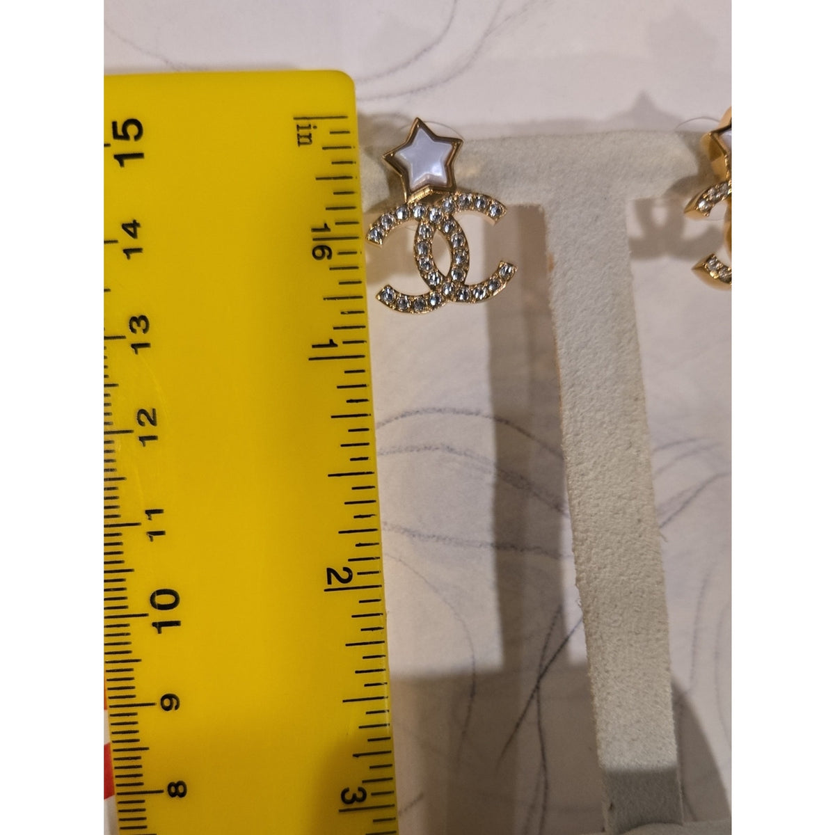 #201 - CHANEL Star Earrings, Metal, Gold, B25V, Rhinestone, Coco Mark