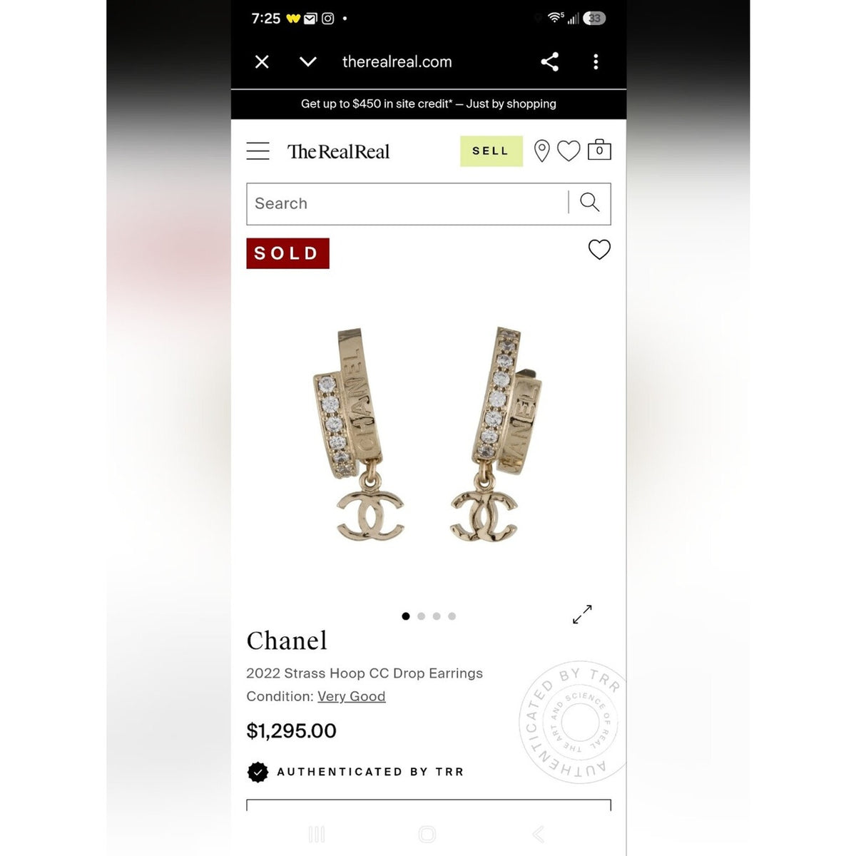 #491 Chanel 2022 Strass CC Drop Earrings