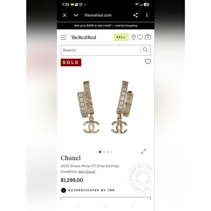 #491 Chanel 2022 Strass CC Drop Earrings