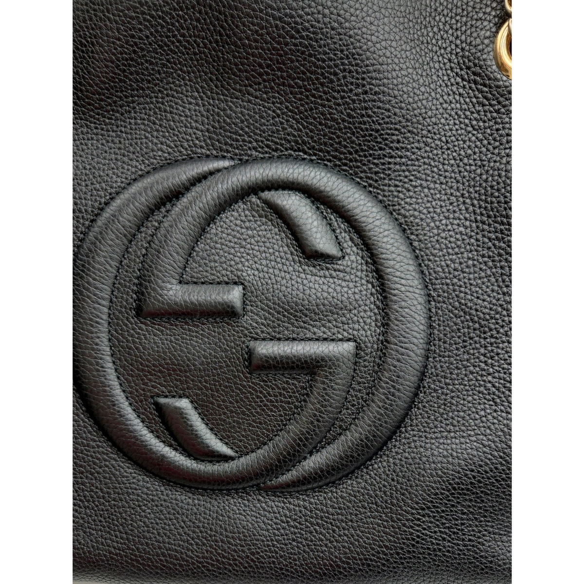 Gucci Interlocking G Soho Chain Tote Handbag, Leather, Black, 536196 - COA incl