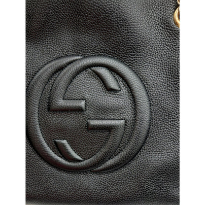 Gucci Interlocking G Soho Chain Tote Handbag, Leather, Black, 536196 - COA incl