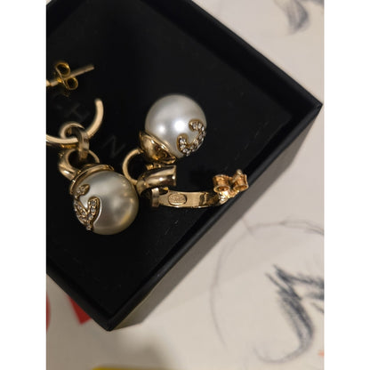 #204 CHANEL Coco Mark A22B Piercing jewelry GP x rhinestone Earrings