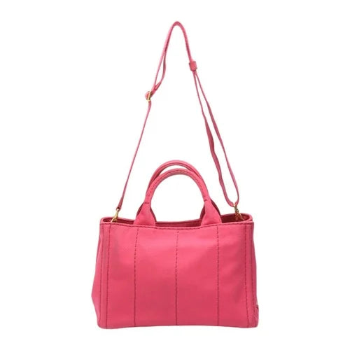 PRADA Canvas Canapa Tote Cotton Denim B2439G Pink 2-way Bag