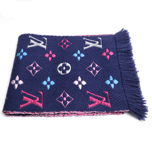LOUIS VUITTON Echarpe Logomania Muffler/Scarf Navy Multi M70899 GM0138