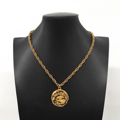 Chanel Necklace Coco Mark Circle GP Plated Gold