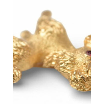 #137 - Christian Dior Pin Brooch Toy Poodle Dog Motif Rhinestone Gold