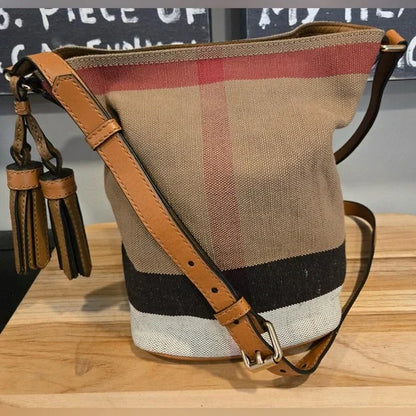 Burberry Canvas Mega Check Mini Ashby Hobo Crossbody