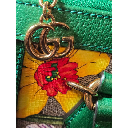 Gucci GG flora Ophidia PVC & leather 2 Way Handbag Beige x green 547551