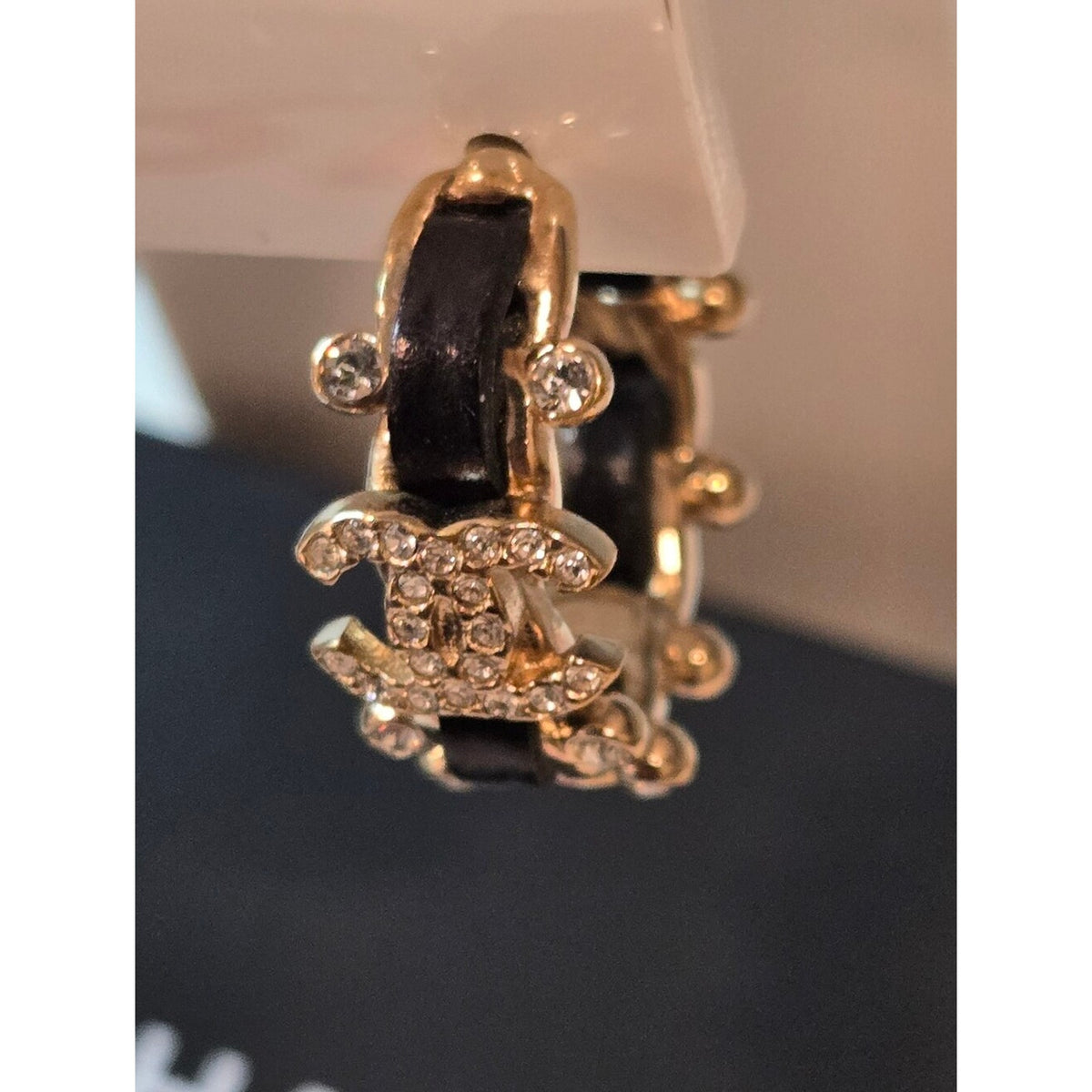 #197 - Chanel CC Hoop Earrings w/leather 2021