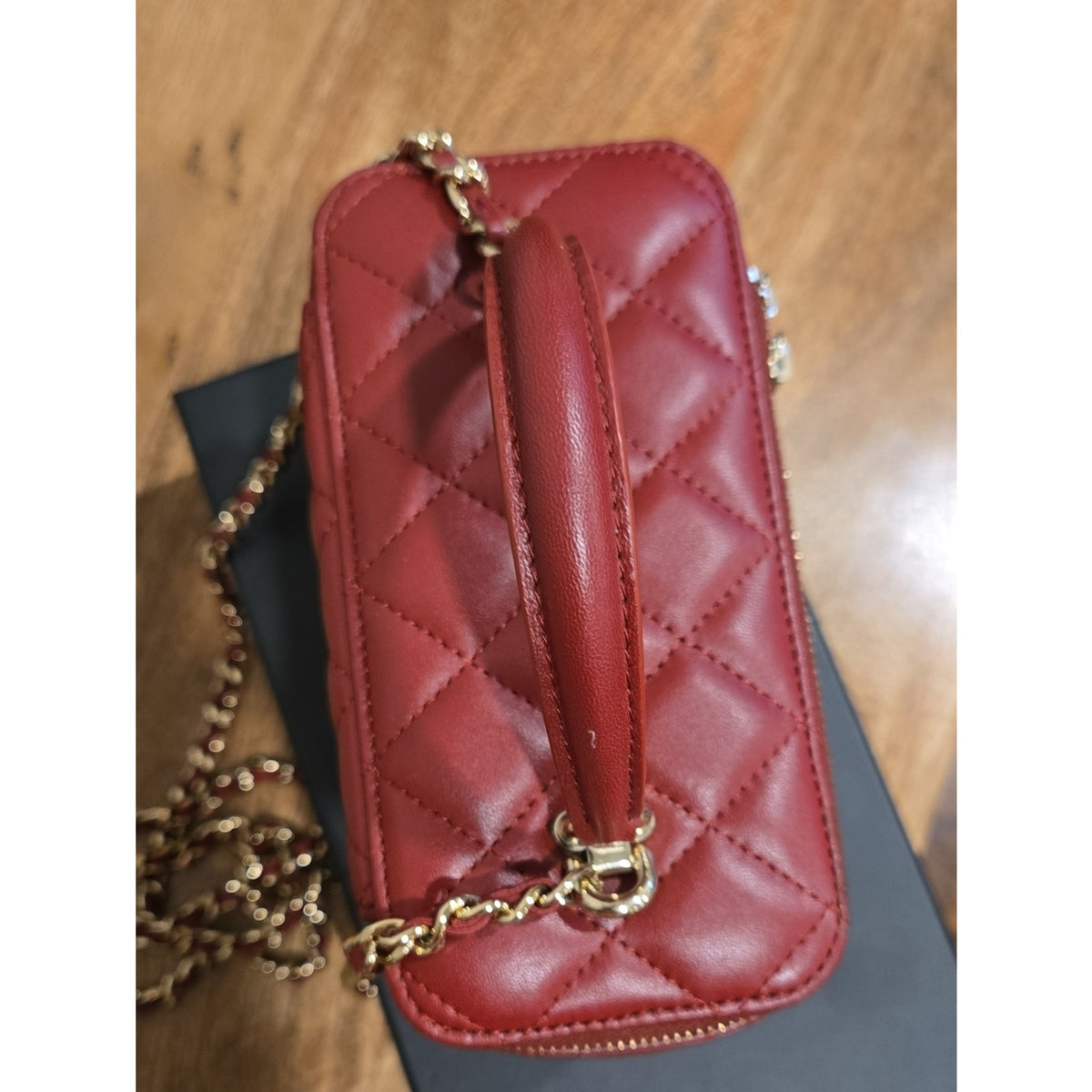 CHANEL Vanity With Chain / Crossbody, Burgundy