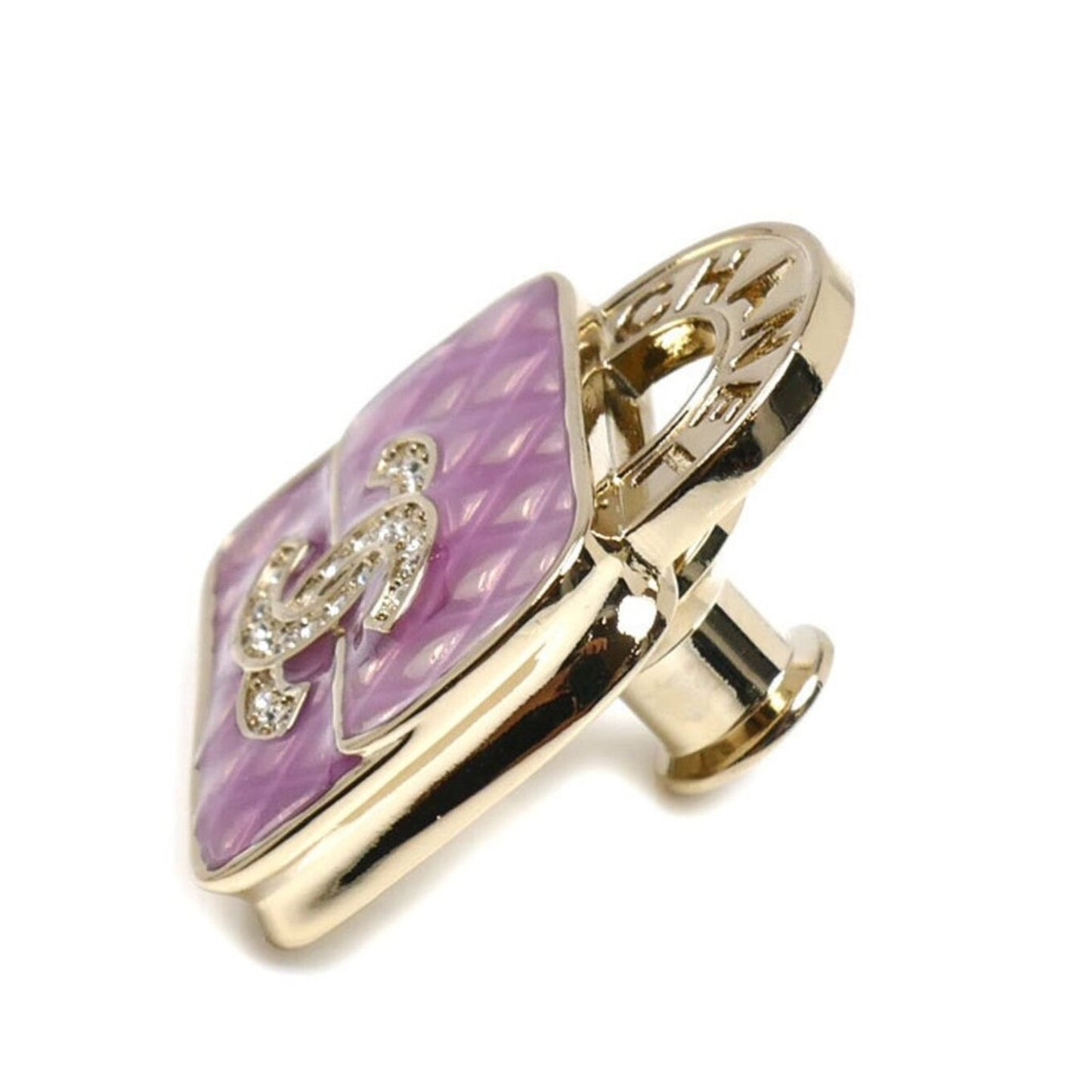 #134 - CHANEL Metal Strass Pin Brooch ABD441, pink bag with rhinestones