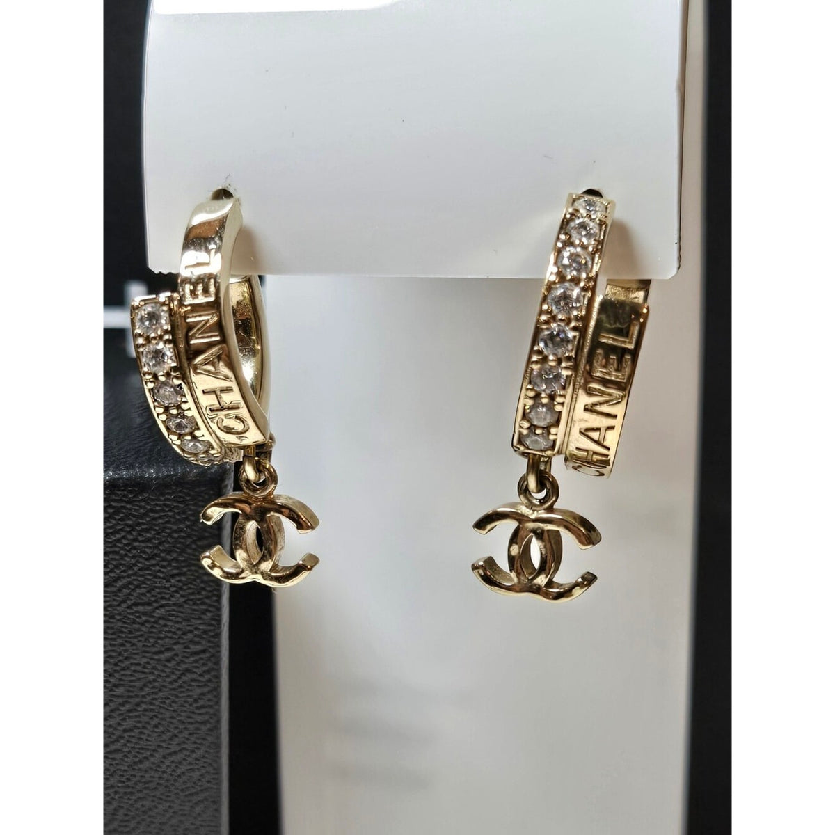 #491 Chanel 2022 Strass CC Drop Earrings