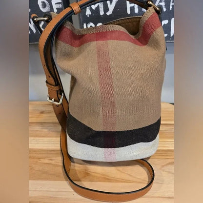 Burberry Canvas Mega Check Mini Ashby Hobo Crossbody