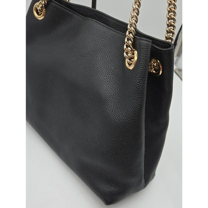 Gucci Interlocking G Soho Chain Tote Handbag, Leather, Black, 536196 - COA incl