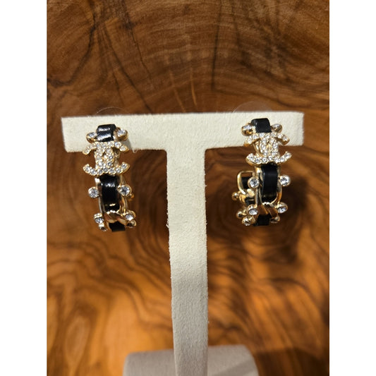 #197 - Chanel CC Hoop Earrings w/leather 2021