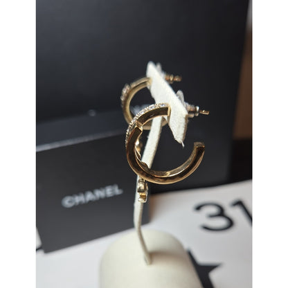 #491 Chanel 2022 Strass CC Drop Earrings