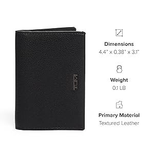 TUMI - Nassau Multi Window Card Case - Leather Travel Wallet for Men & Women - Card Case Holder - RFID Blocking Wallet - Black Texture-
