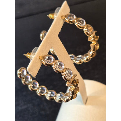 #198 - Chanel Gold-Tone/Transparent Resin CC Hoop Earrings A24