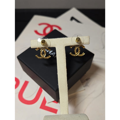 #201 - CHANEL Star Earrings, Metal, Gold, B25V, Rhinestone, Coco Mark