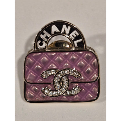 #134 - CHANEL Metal Strass Pin Brooch ABD441, pink bag with rhinestones