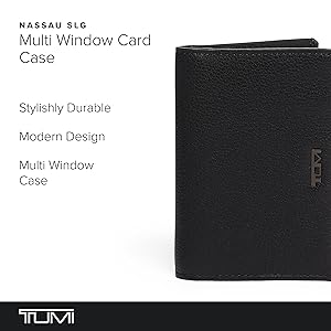 TUMI - Nassau Multi Window Card Case - Leather Travel Wallet for Men & Women - Card Case Holder - RFID Blocking Wallet - Black Texture-