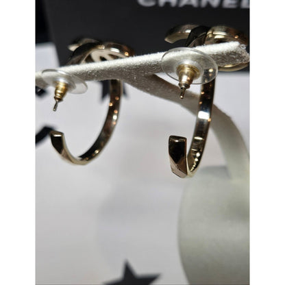#185 Chanel CC Hoop Earrings Gold 2017 Sprin/Summer