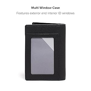 TUMI - Nassau Multi Window Card Case - Leather Travel Wallet for Men & Women - Card Case Holder - RFID Blocking Wallet - Black Texture-