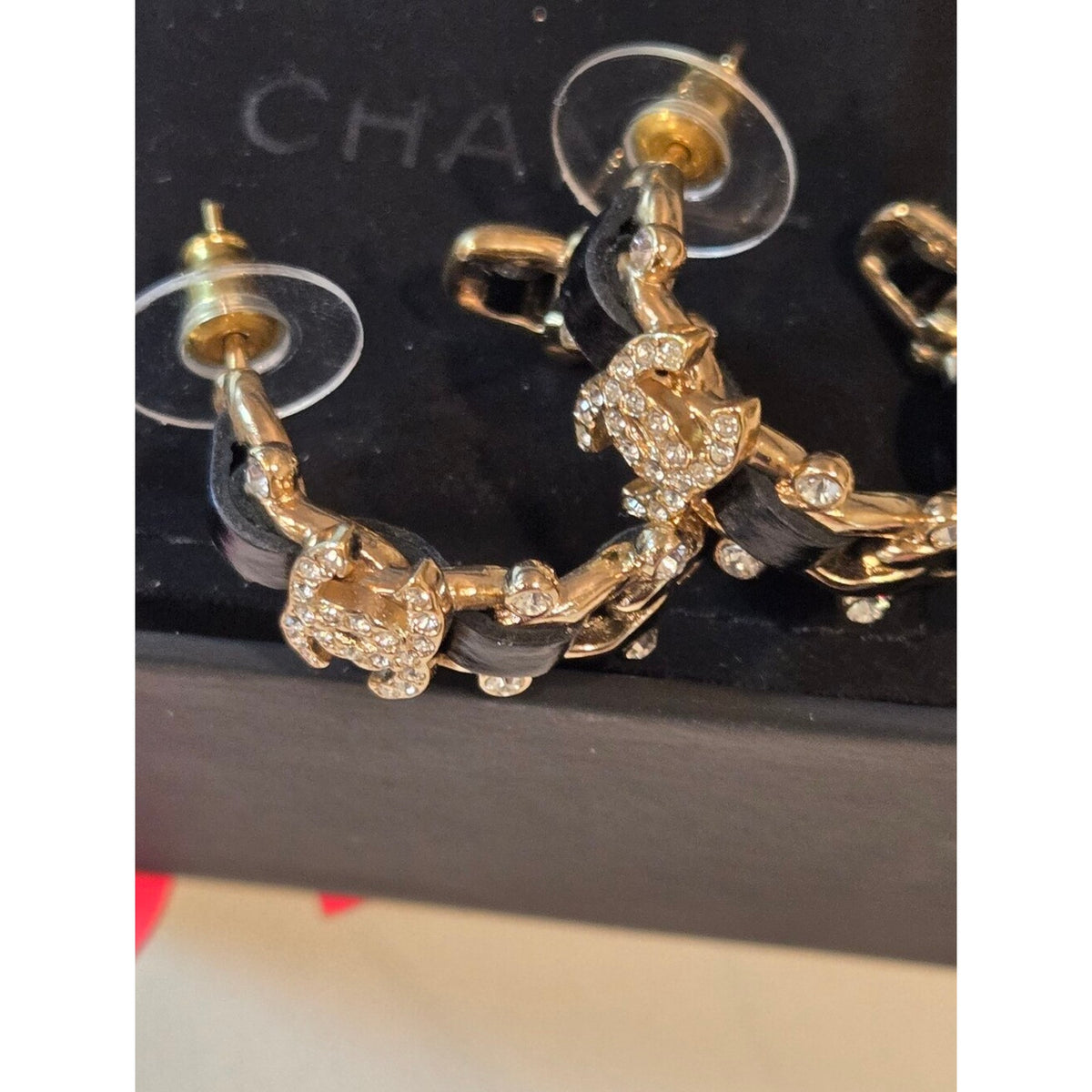 #197 - Chanel CC Hoop Earrings w/leather 2021