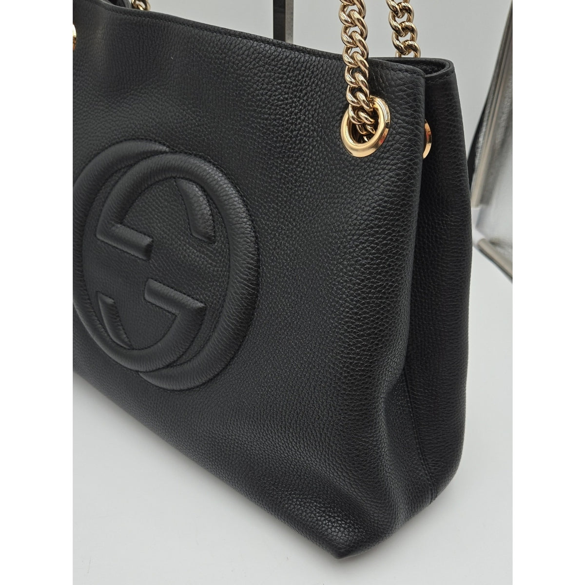 Gucci Interlocking G Soho Chain Tote Handbag, Leather, Black, 536196 - COA incl