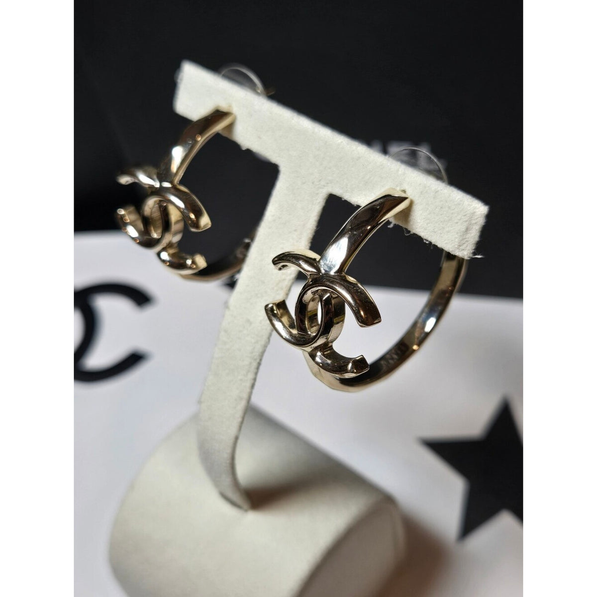 #185 Chanel CC Hoop Earrings Gold 2017 Sprin/Summer
