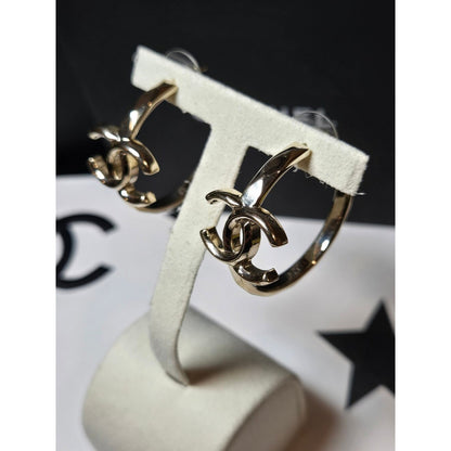 #185 Chanel CC Hoop Earrings Gold 2017 Sprin/Summer