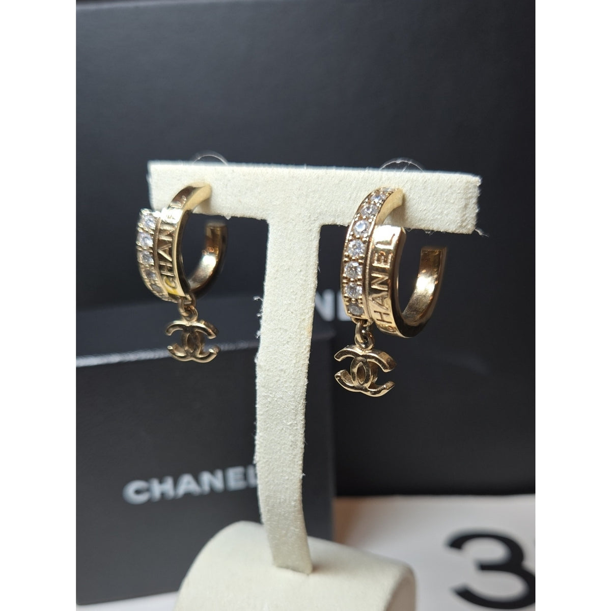 #491 Chanel 2022 Strass CC Drop Earrings