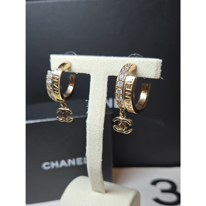 #491 Chanel 2022 Strass CC Drop Earrings