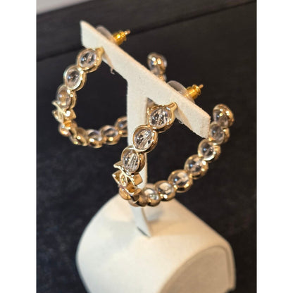 #198 - Chanel Gold-Tone/Transparent Resin CC Hoop Earrings A24