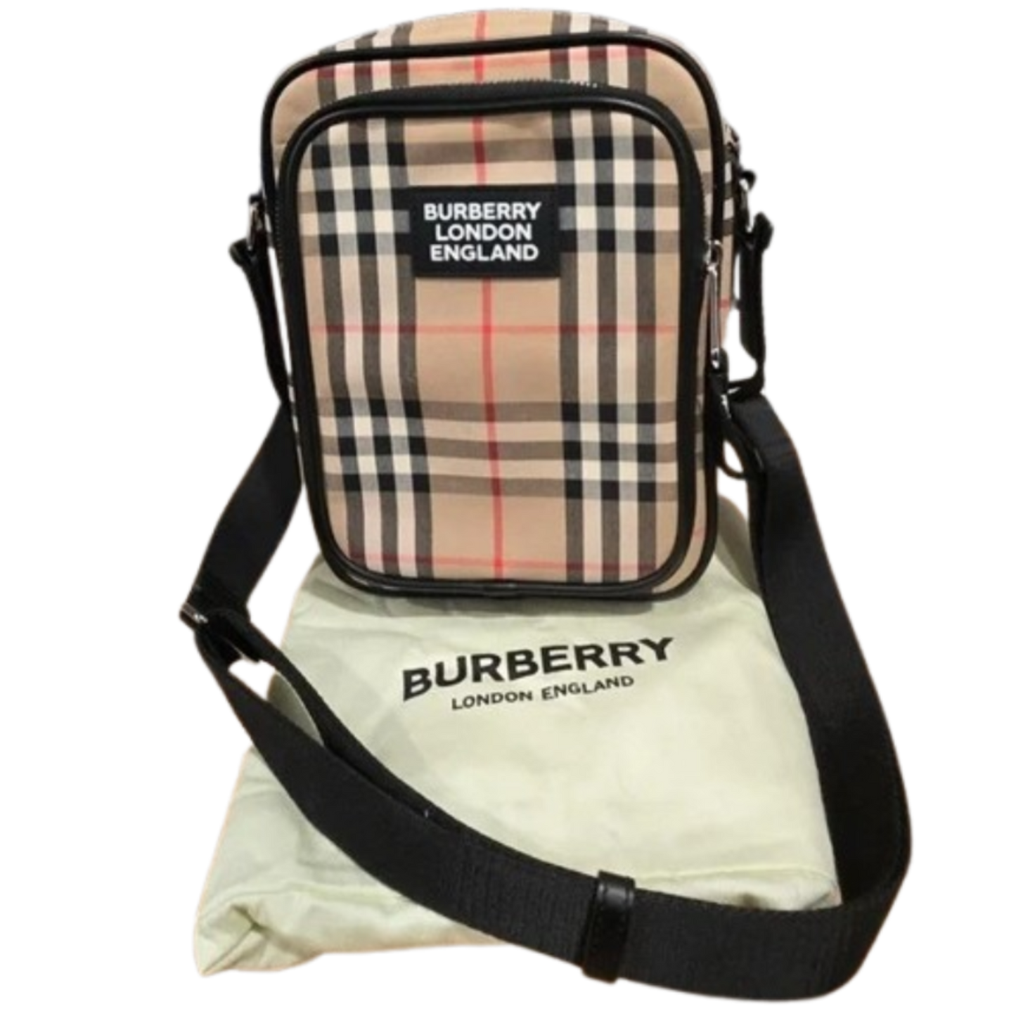 BURBERRY Check Crossbody Shoulder Bag Beige 8023381 Unisex