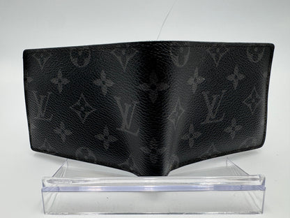Louis Vuitton Monogram Eclipse Portefeuille Multiple Bi-fold Wallet Black PVC Men's