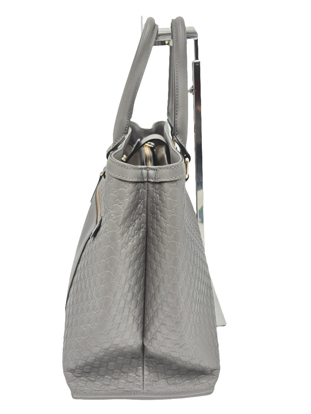 GUCCI Micro Guccissima Tote Bag Handbag Shoulder Leather Grey 510291
