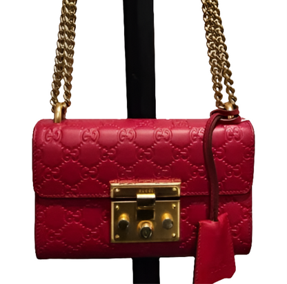 Gucci Red Padlock Guccissima 2-way Bag