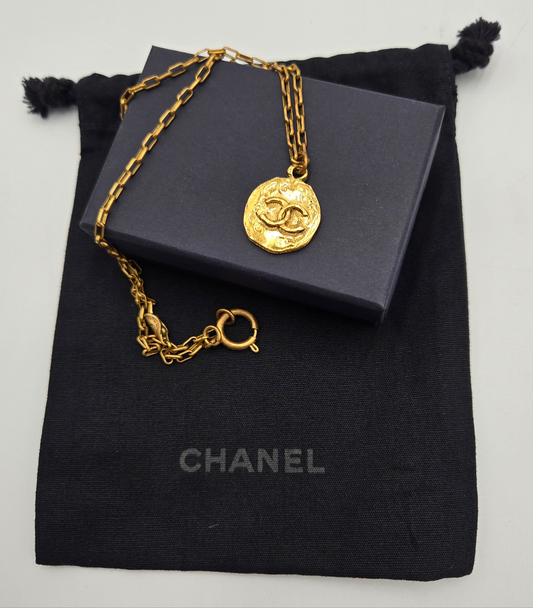 CHANEL Coco Mark GP Round Gold Necklace