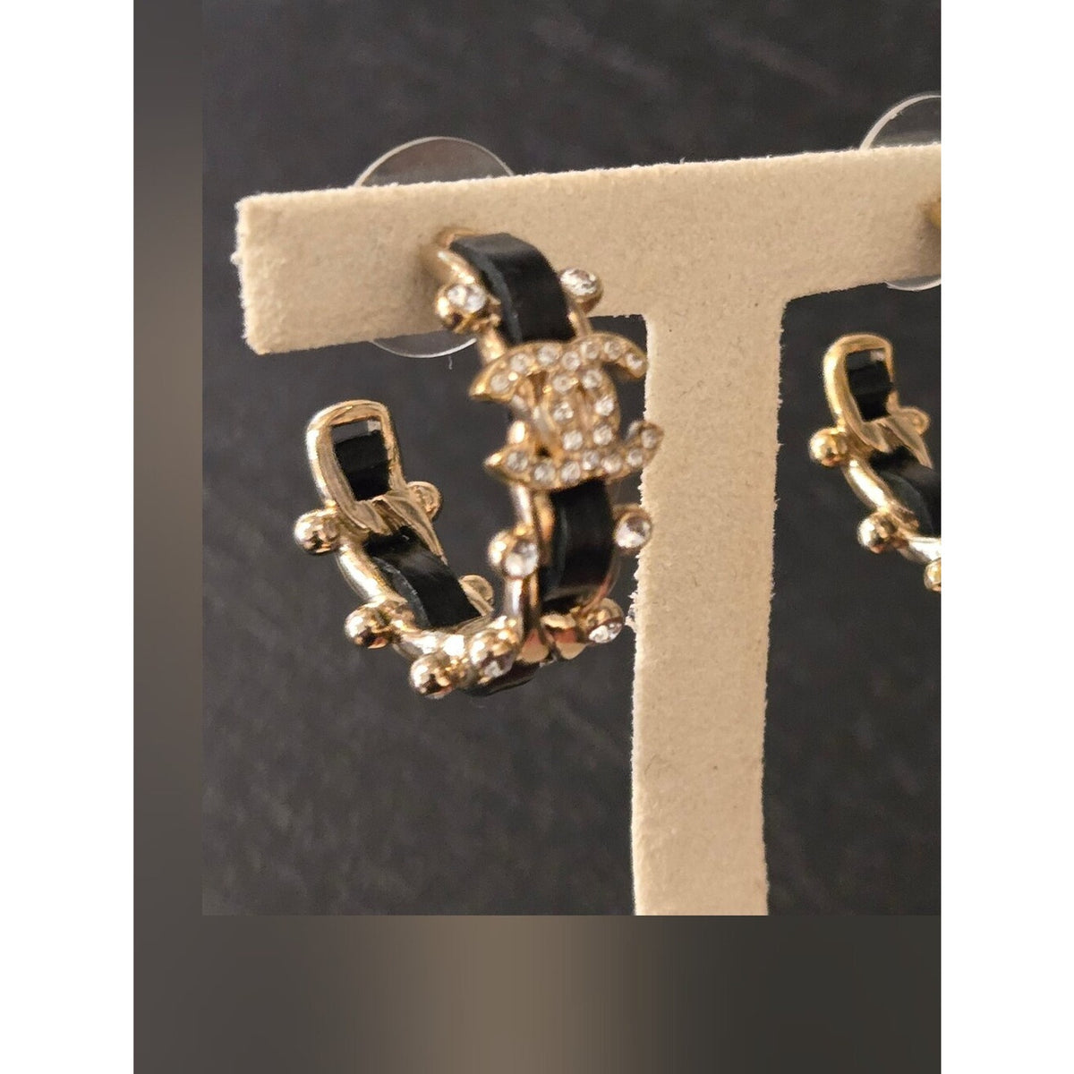 #197 - Chanel CC Hoop Earrings w/leather 2021